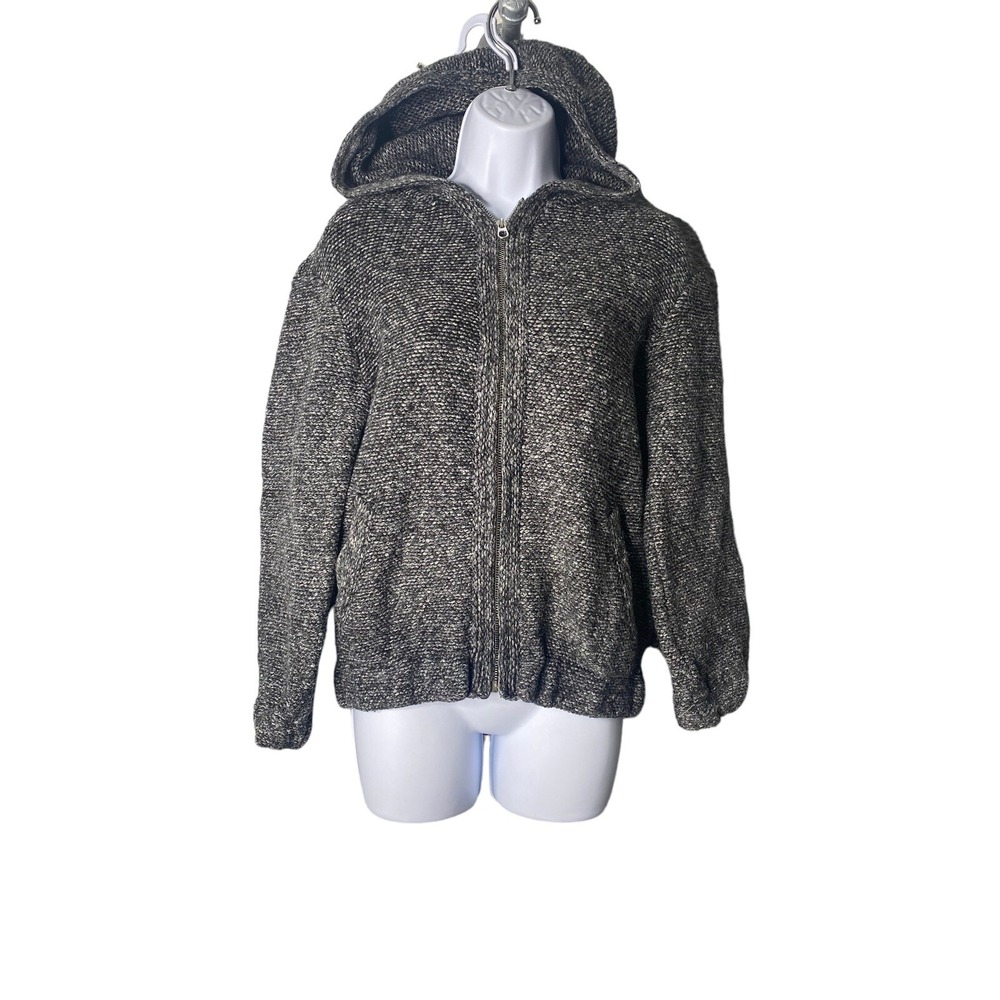 Zara Knit Girls Full Zip Hoodie Jacket in Gray Size 11-12